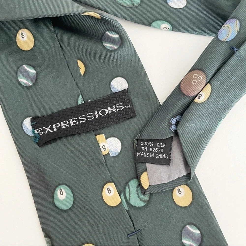 Vintage Expressions Silk Novelty Tie Pool Sports Football Soccer Bowling Ball